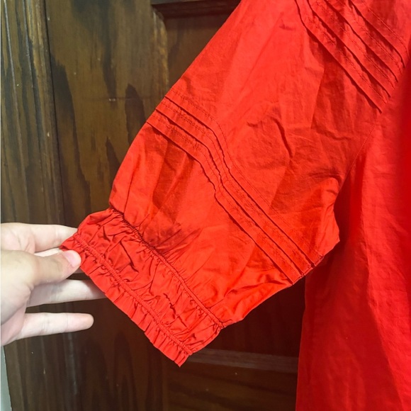 Chicos women’s boho red peasant style top with puff sleeves Chicos size 3 xl - Picture 3 of 8